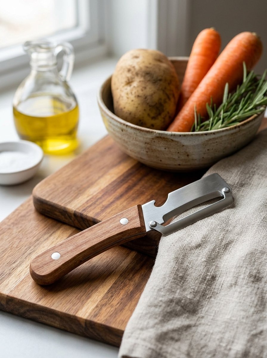 wooden handle vegetable peeler