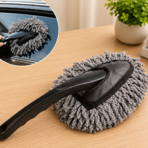 microfiber car duster brush with ergonomic handle grey