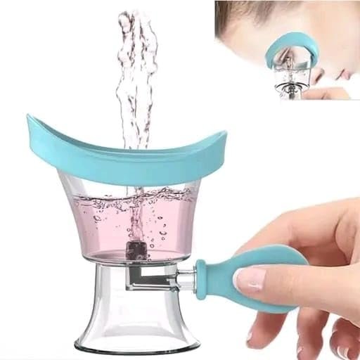 portable silicone eye wash cup with air pump blue