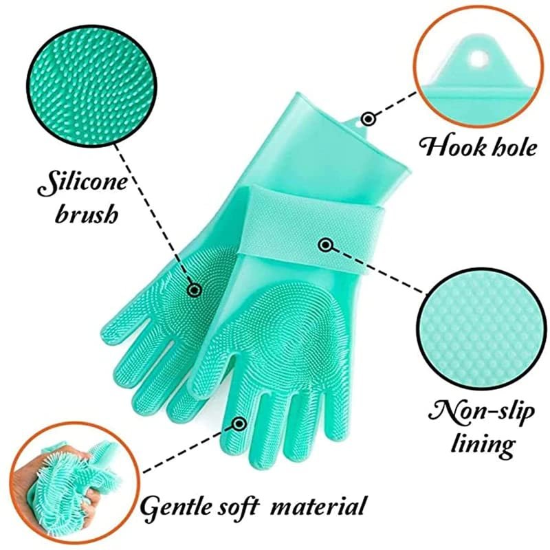 silicone kitchen cleaning gloves scrubbing glass utensils