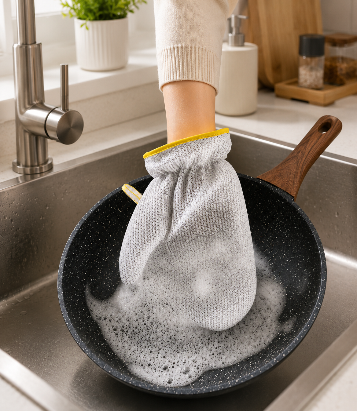 silver wire dishwashing gloves for kitchen cleaning