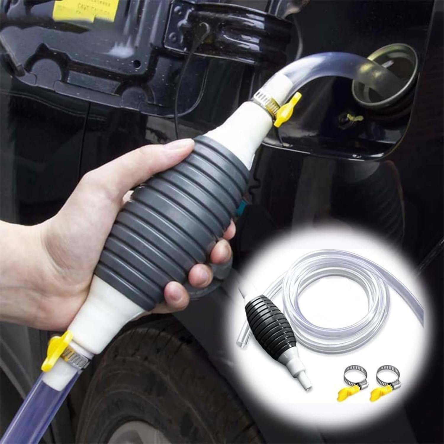 2 meter fuel transfer pump kit with hand pump and hose