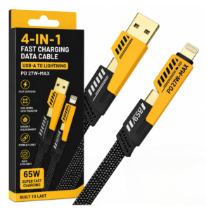 4 in 1 charging data cable with all connectors shown