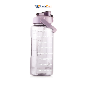 2L motivational water bottle with time marker and straw
