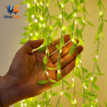 Leaf LED curtain light covering a wall