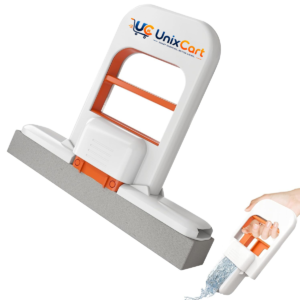 Mini foldable desktop mop with self-squeeze handle