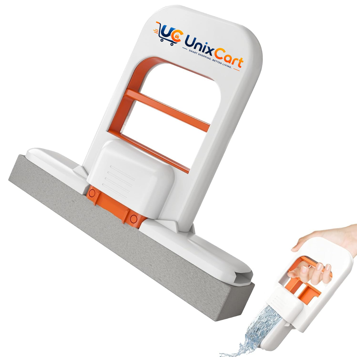 Mini foldable desktop mop with self-squeeze handle