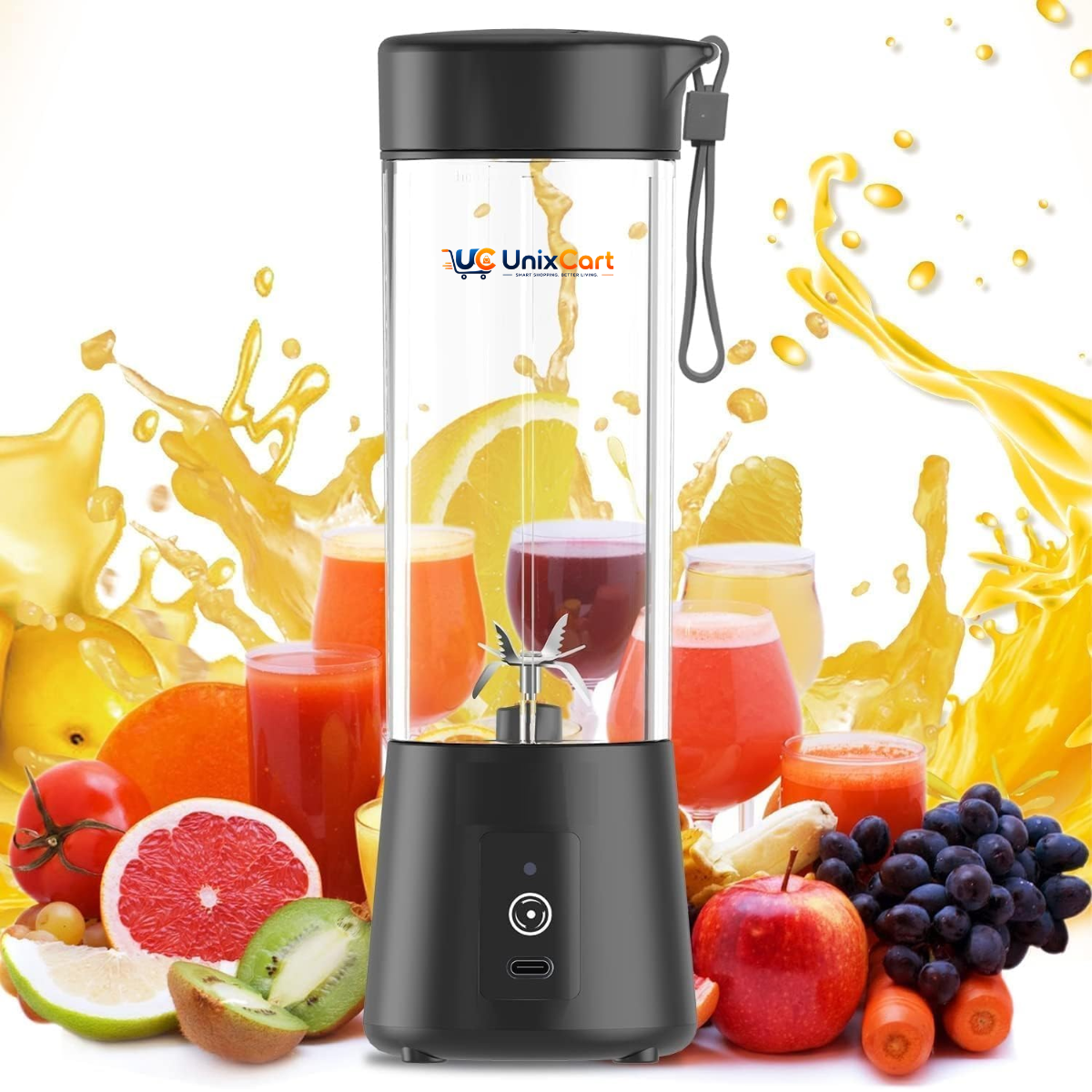 Portable 6-blade juicer blender with built-in jar