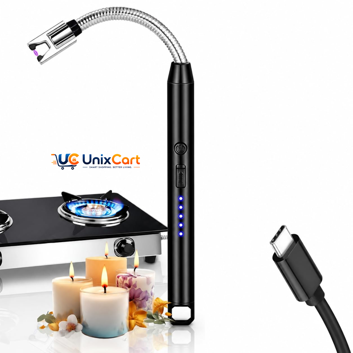 Rechargeable electric lighter with flexible neck