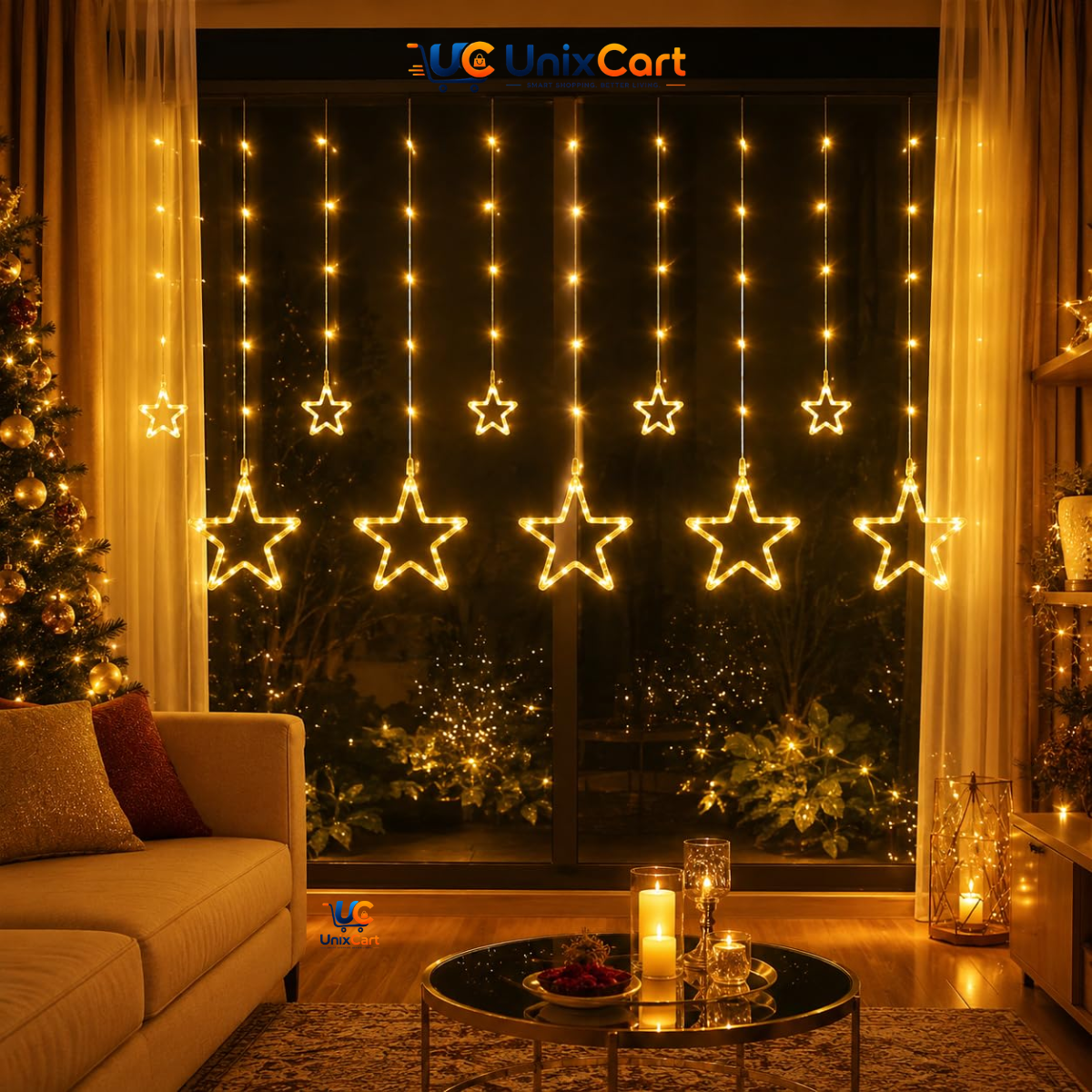 12 LED star string light warm white