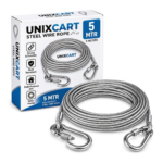 5 Meter Stainless Steel Clothesline Rope with Carabiner Hooks | Heavy-Duty Rust-Resistant Cloth Drying Wire