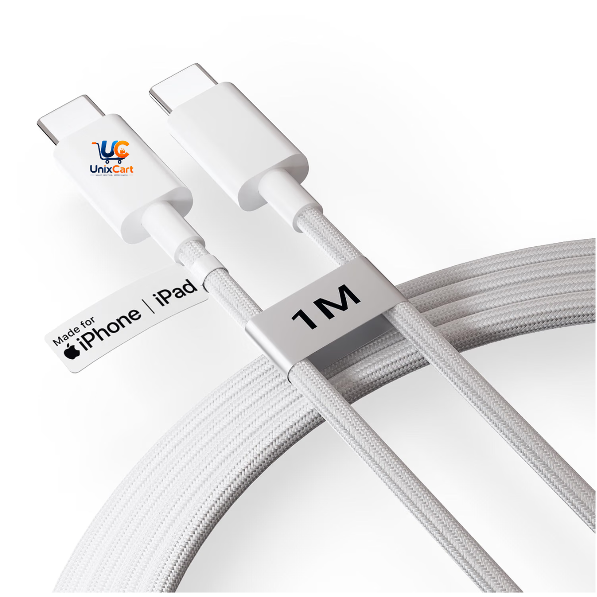 1 metre braided Type-C to Type-C cable