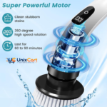 9 in 1 electric spin scrubber with brush heads laid out