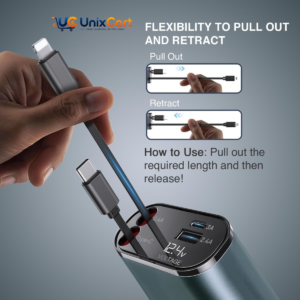 120W 4 in 1 car charger with retractable cable