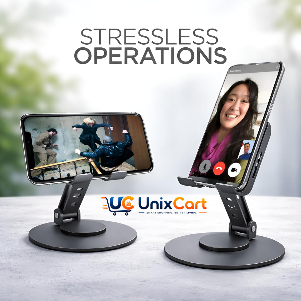 360 Rotating Metal Mobile Stand for Ergonomic Desktop Viewing