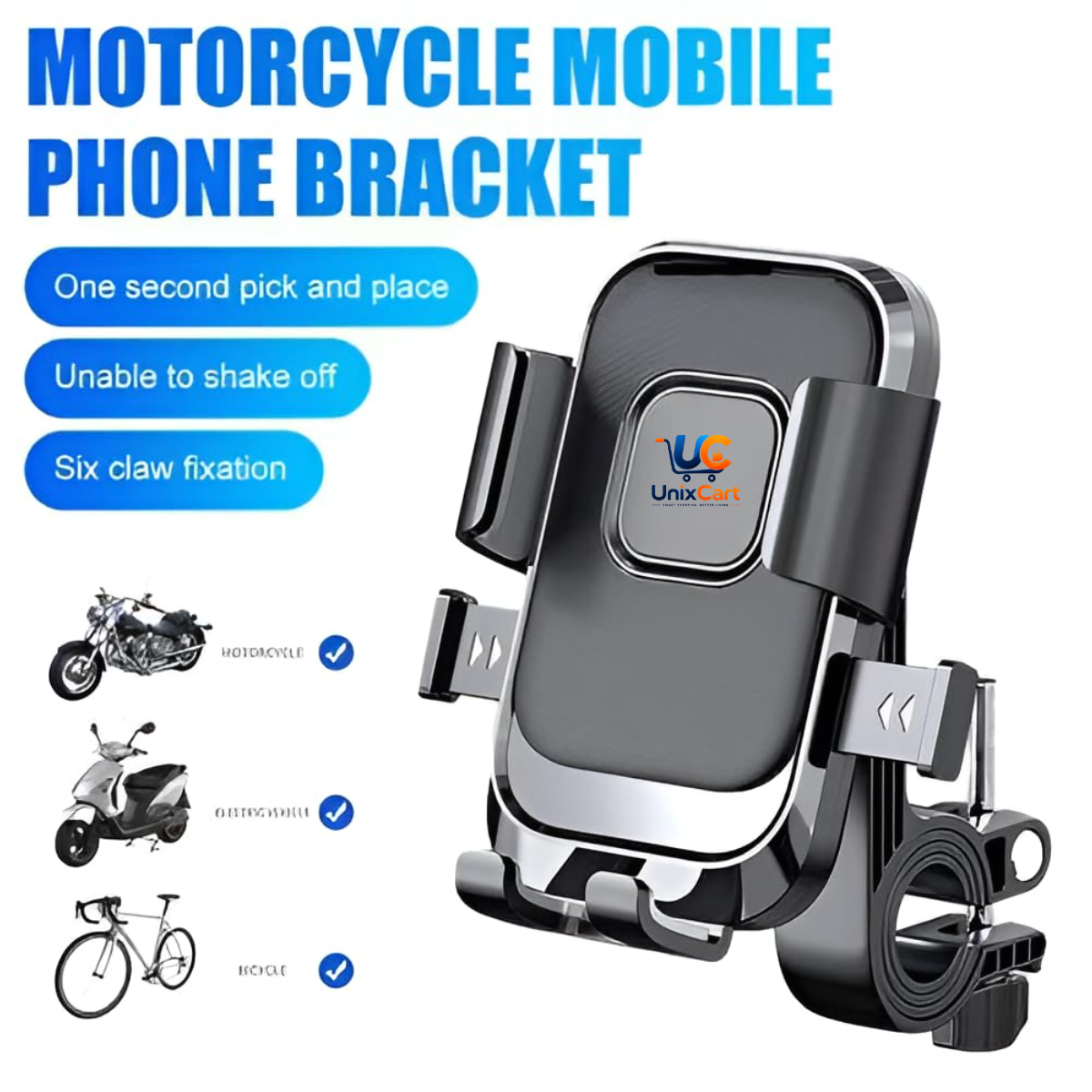 Bike Phone Holder – 360° Rotating Handlebar Mobile Mount