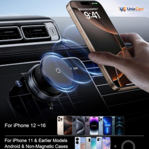 Magnetic phone holder for car with vacuum suction