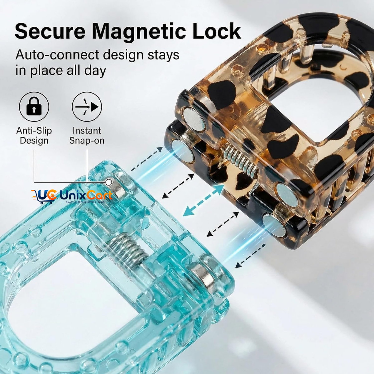 Magnetic hair clutcher with snap design