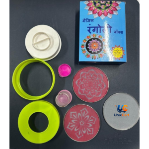 4 inch magic rangoli box with jali stencils