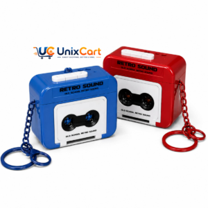 Mini retro cassette keychain with sound