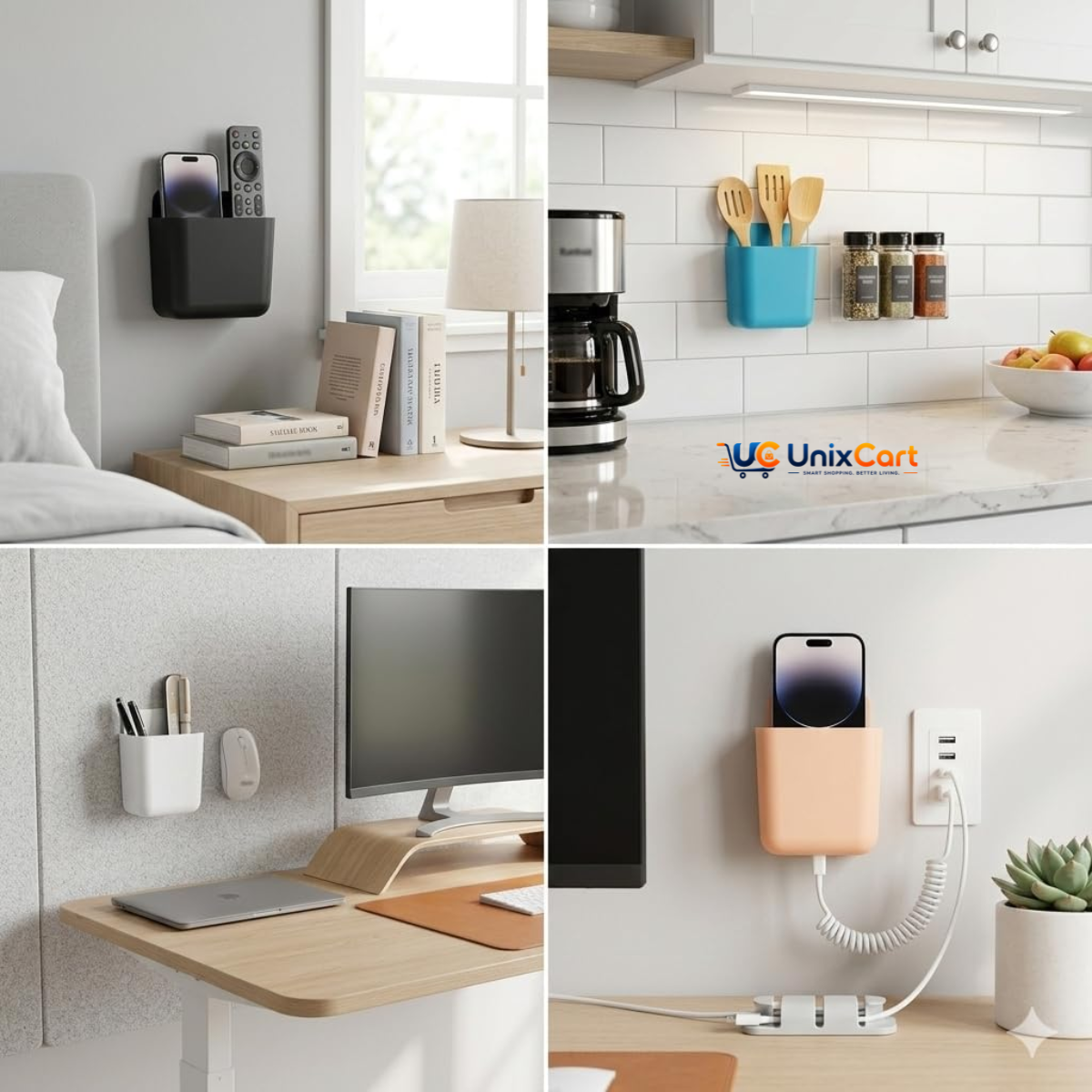 Wall mounted mobile phone holder installed on wall