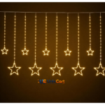 Warm white star curtain light with 12 hanging stars