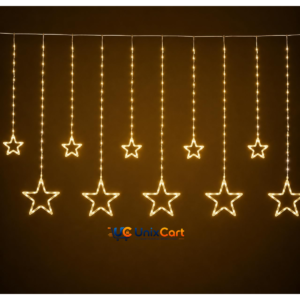 Warm white star curtain light with 12 hanging stars