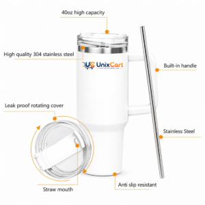 1200ML tumbler with straw lid and stainless steel body