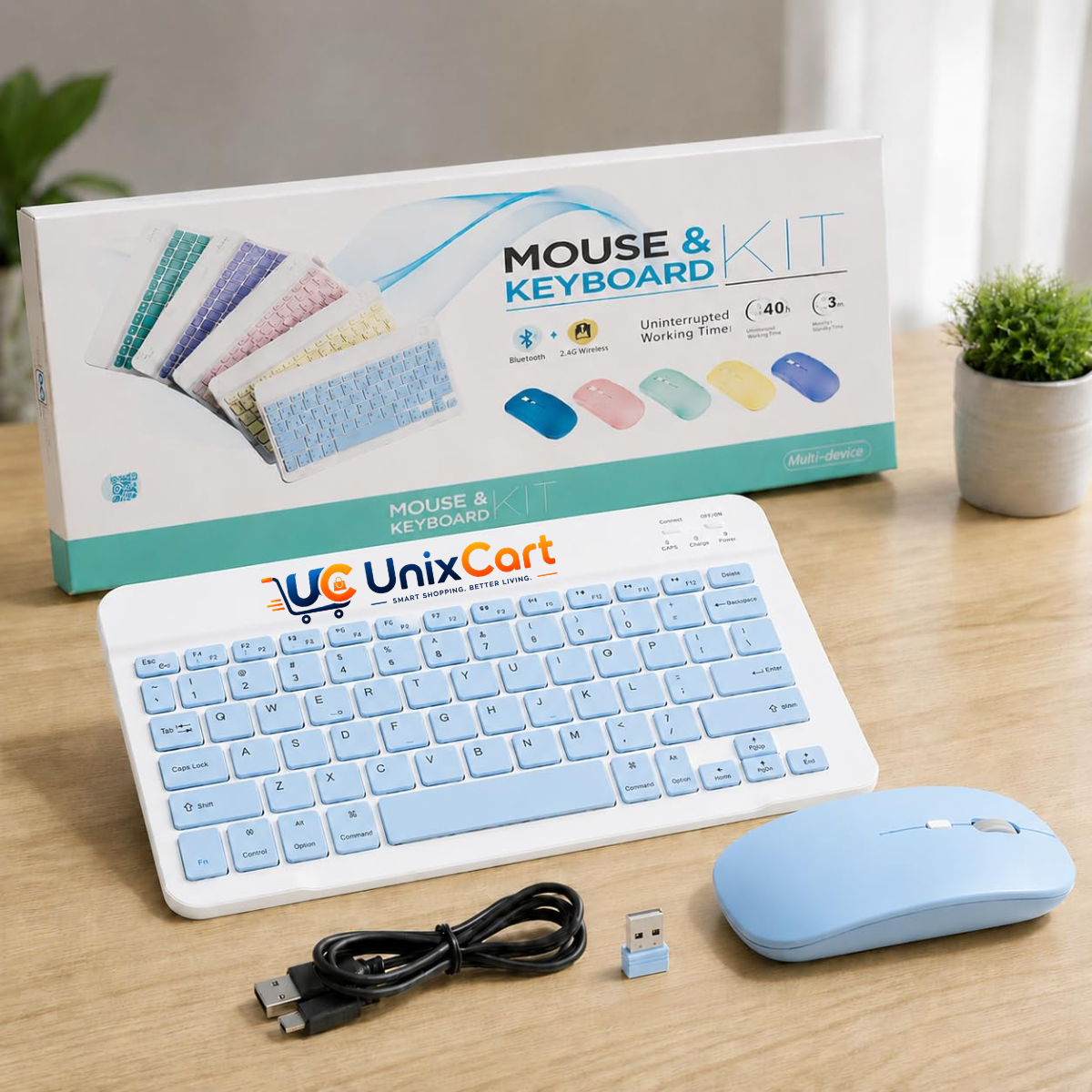 Slim wireless keyboard and mouse set for laptop