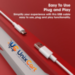 White 2.4A Type-C charging and data cable