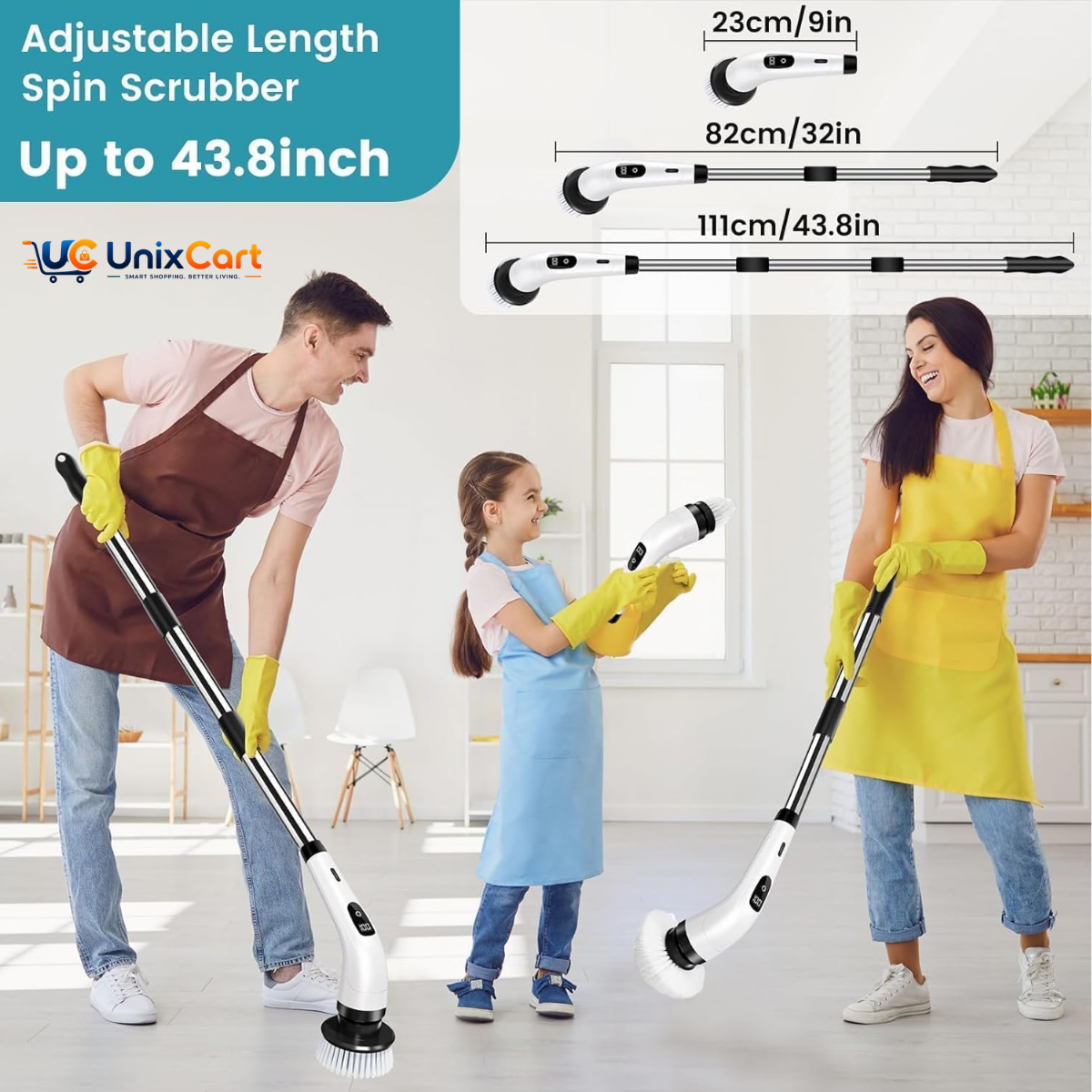 9 in 1 electric spin scrubber with 8 brush heads