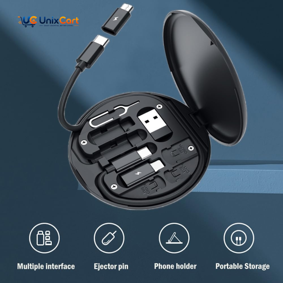 60W travel data cable set with Type-C Lightning and Micro USB