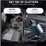 120W 4 in 1 car charger showing dual retractable cables and digital led display