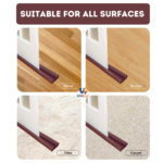 Door guard bottom sealing strip installed on wooden door blocking dust and insects