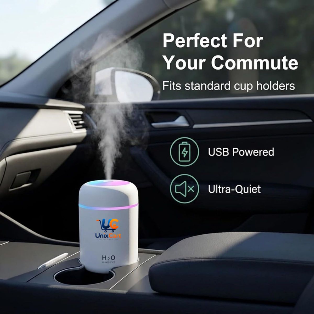 Portable H2O air humidifier for bedroom