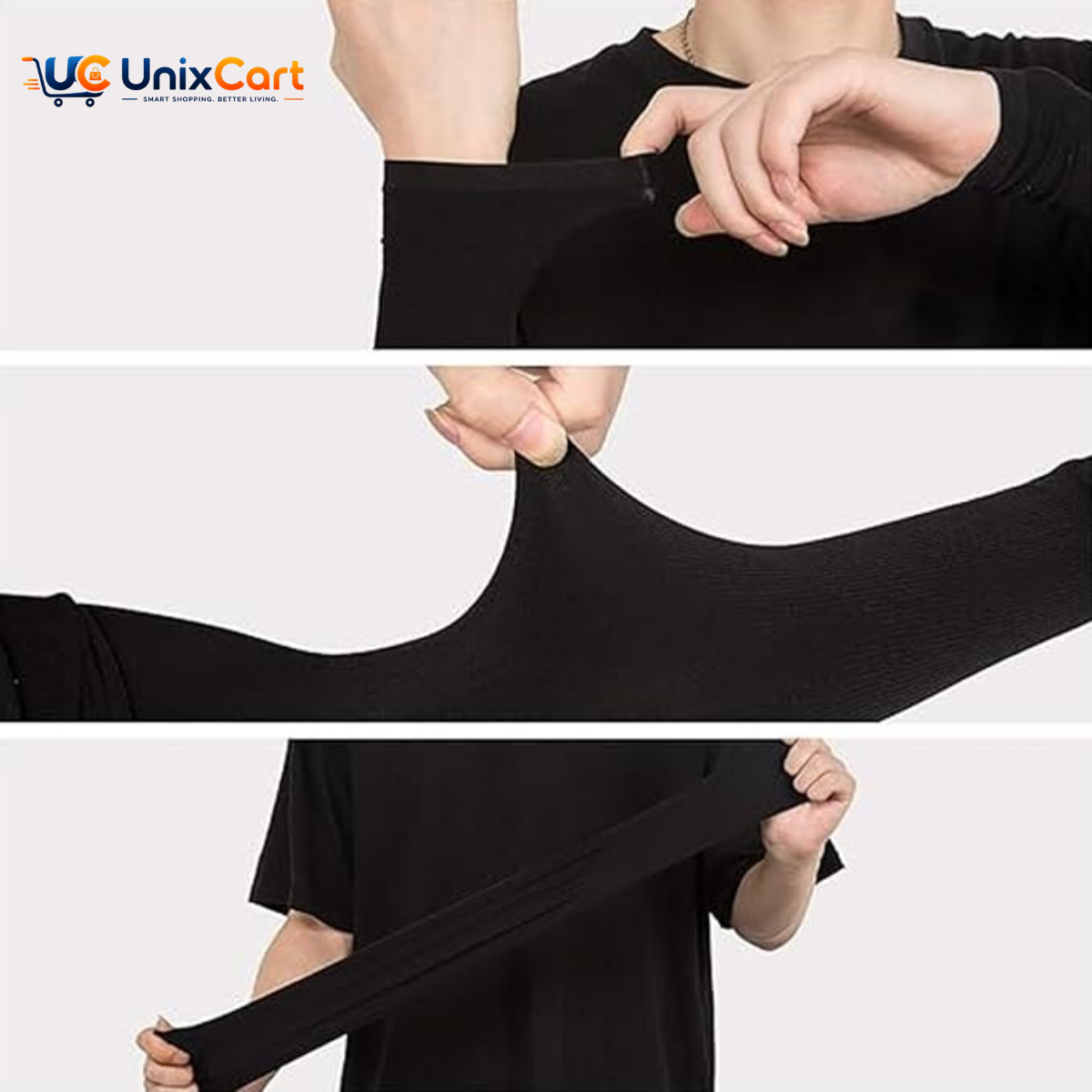 Black stretchable arm sleeves for men and women