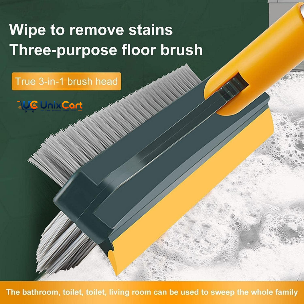 Rubber squeegee wiper clearing water from tiles