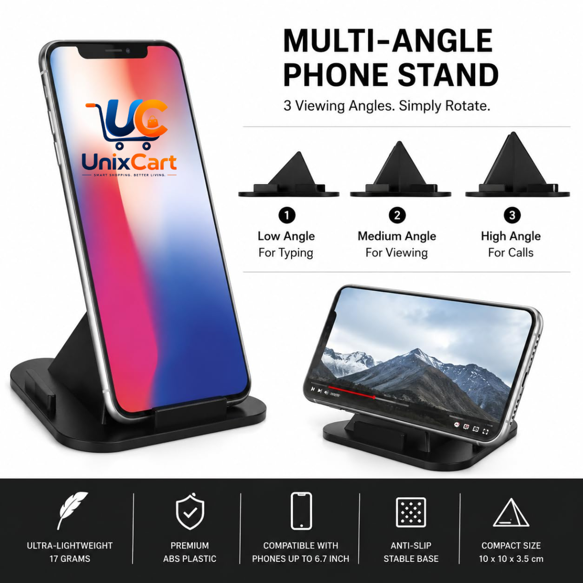 Pyramid phone stand for table use