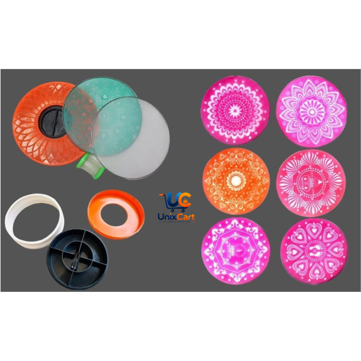 Magic rangoli making kit with filler and filter