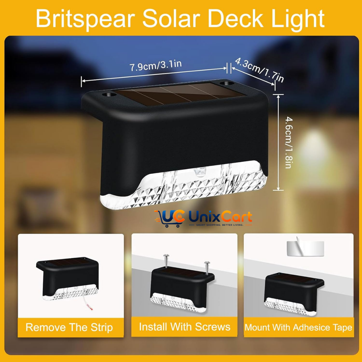 Solar stair light for outdoor steps