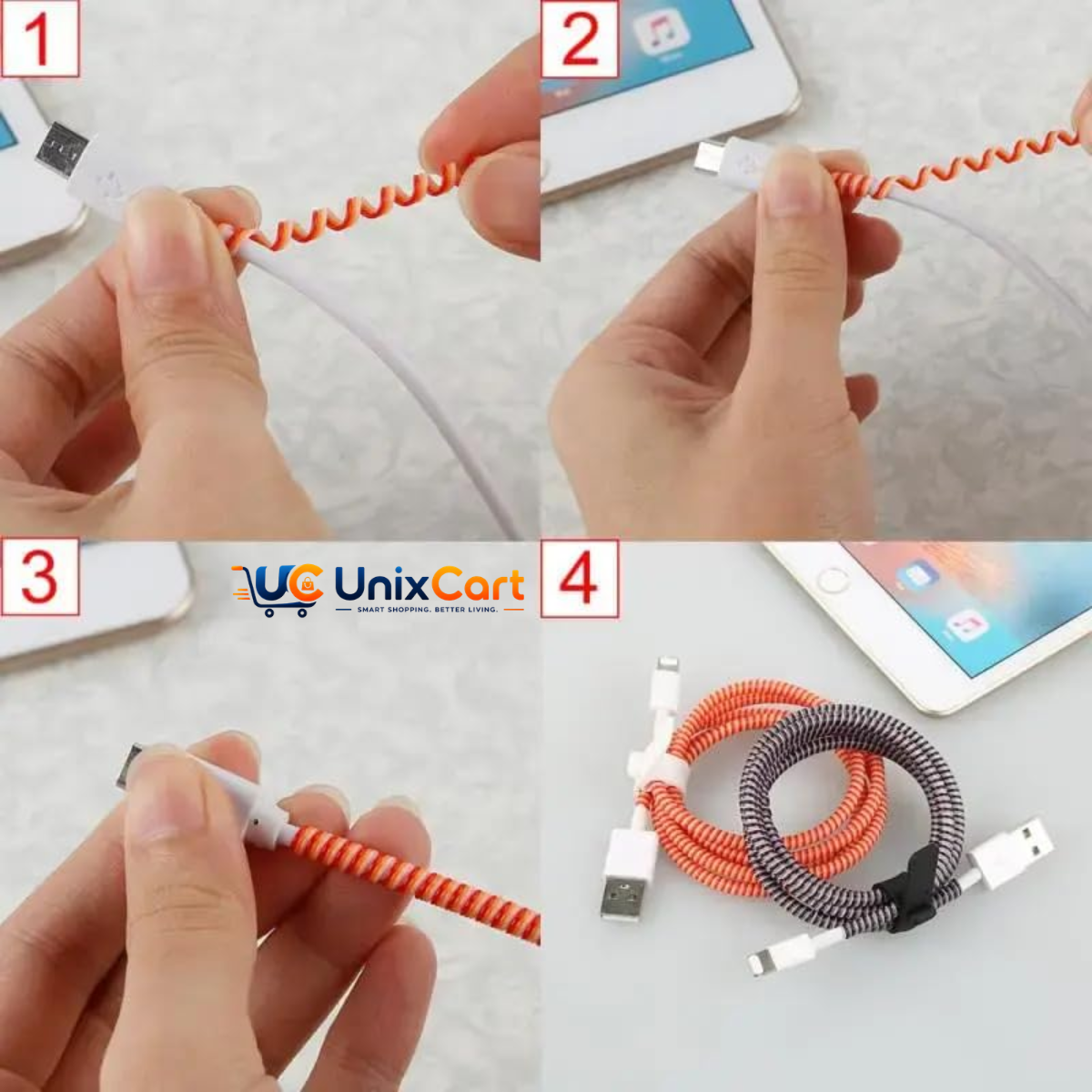 Plastic spiral cable protector for USB data cable