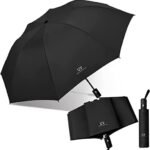 3 fold auto open close umbrella, black, fully opened