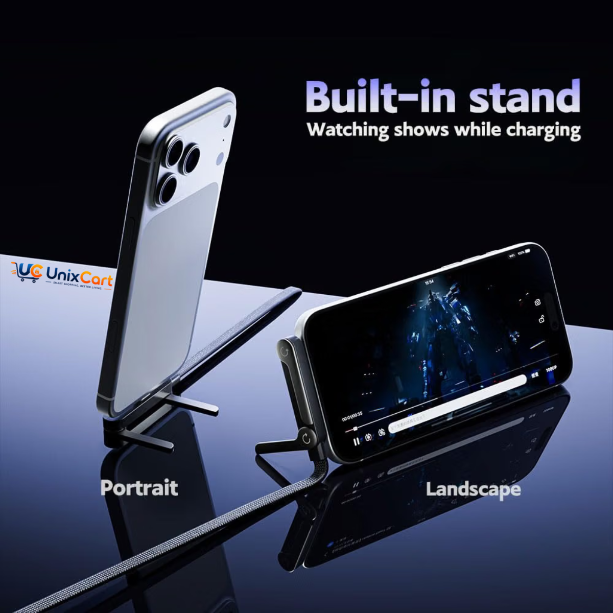 Foldable phone stand Type-C charging cable