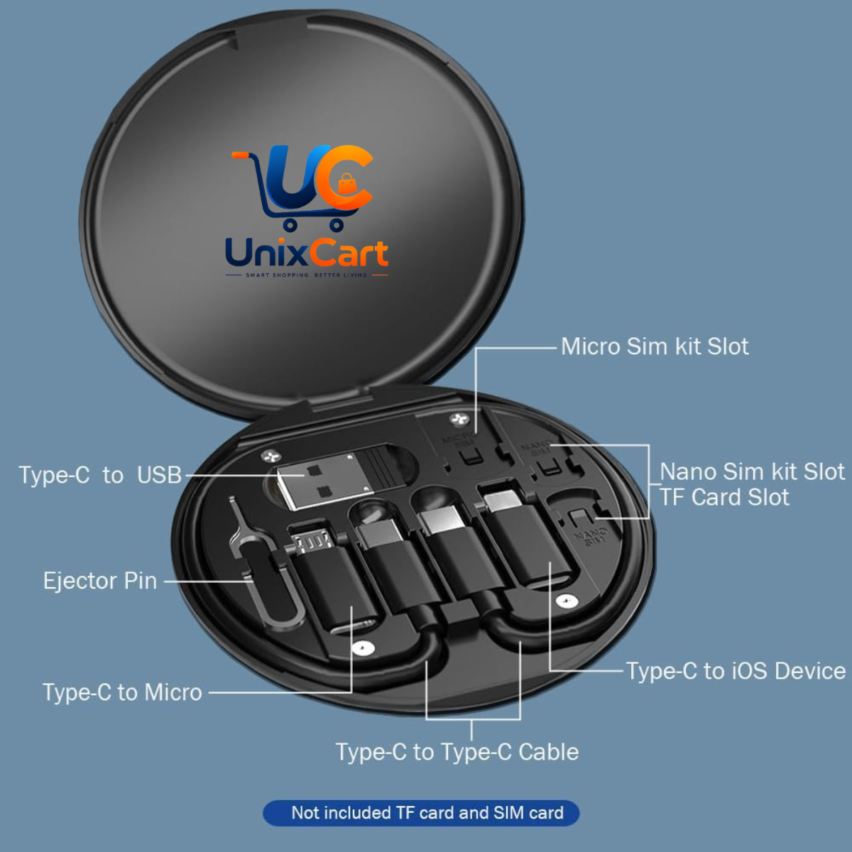 compact 60W multi charging cable travel case