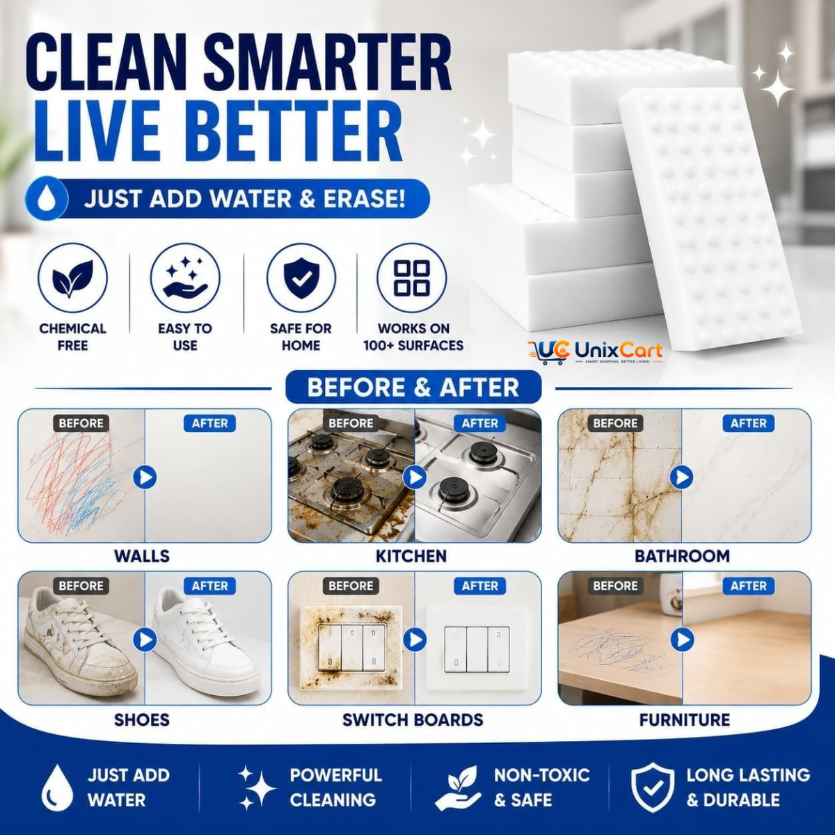 Magic Eraser Sponge for wall and tile cleaning