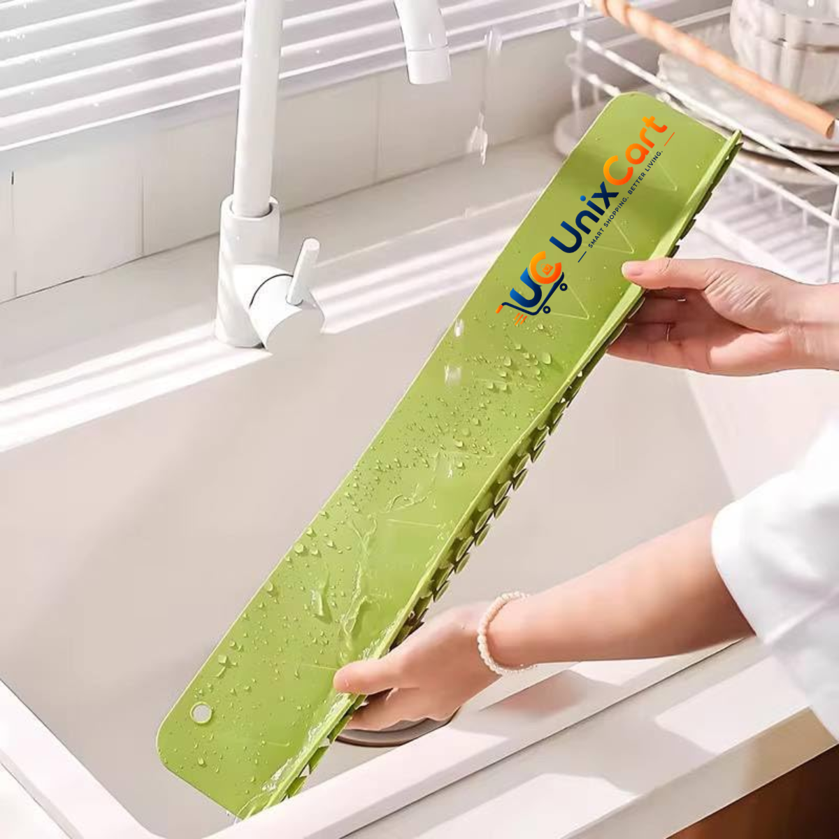 Silicone water stopper installed beside sink