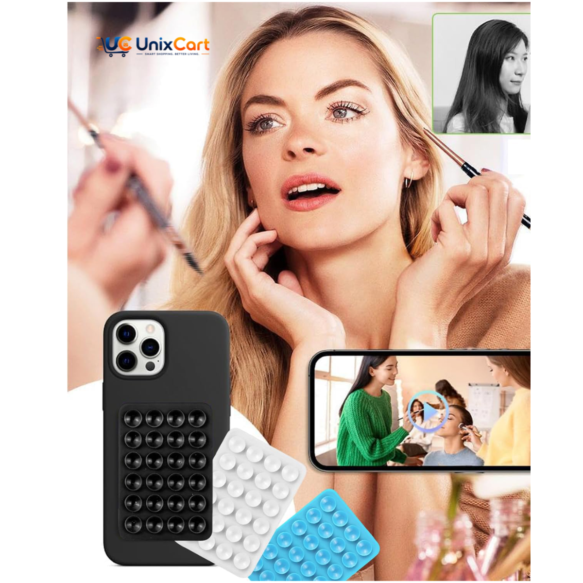 Silicone suction phone mount for videos and selfies