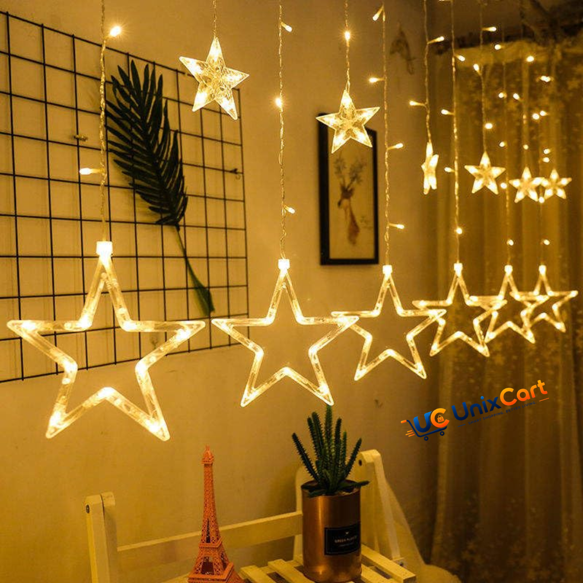 12 hanging star lights for window and wall decoration