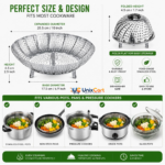 Steel steamer basket for cooking vegetables