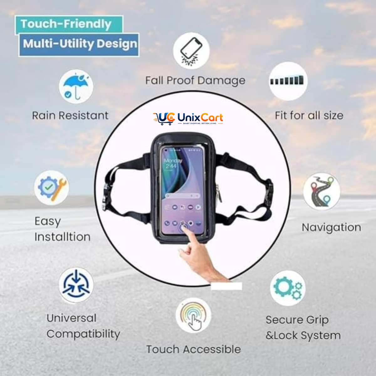 Universal waterproof mobile holder for scooter